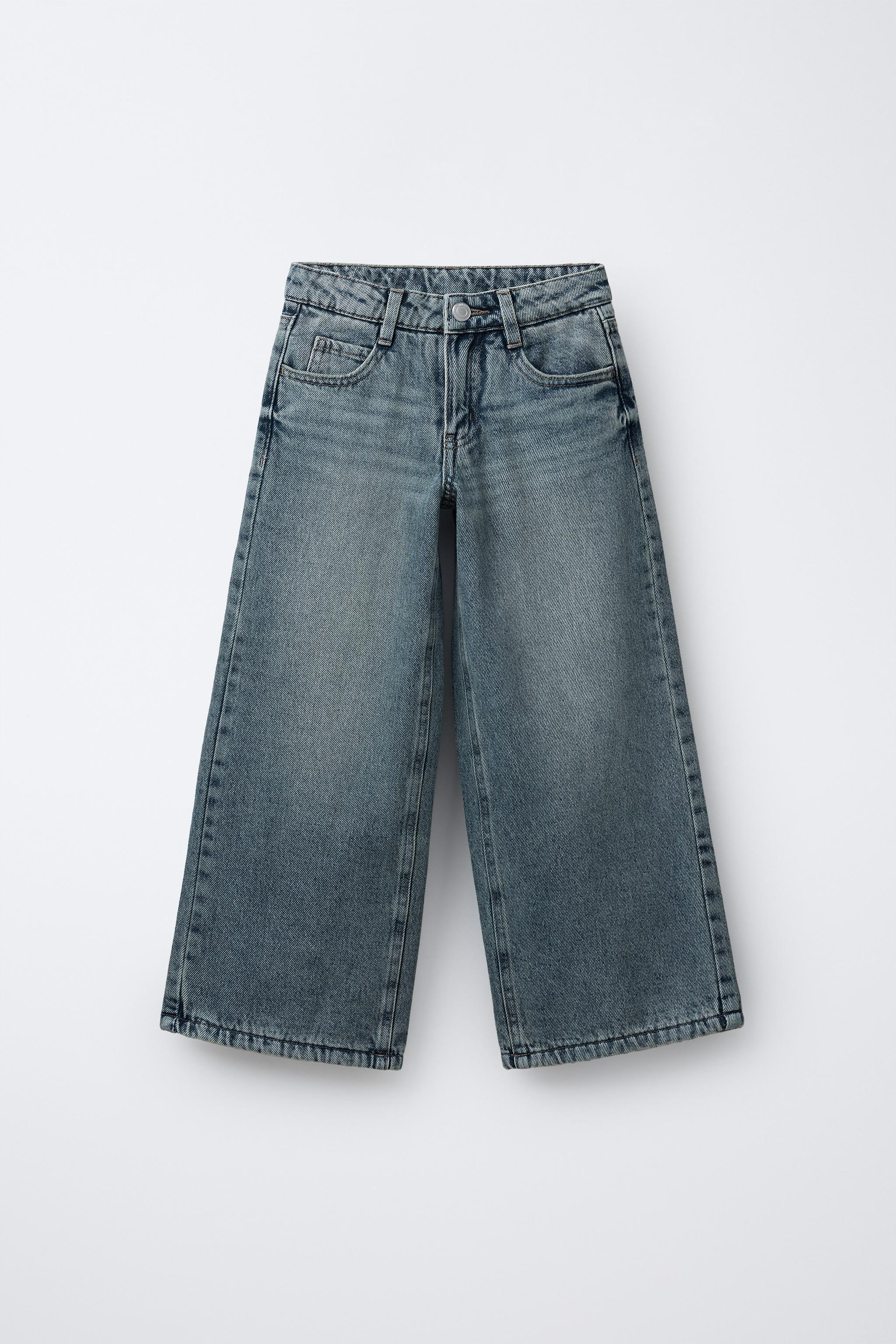 FLEECE-LINED WIDE LEG JEANS